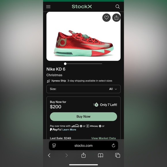 Men’s Nike KD 6 Christmas edition sneakers - size 8 - Picture 5 of 5